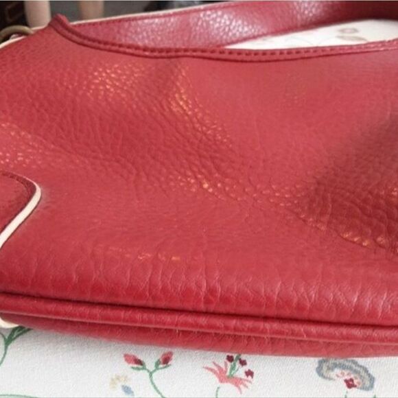 TOMMY HILFIGER Handbag Studded Embroidered Leather‎ Strap Tasseled Red - Picture 9 of 14